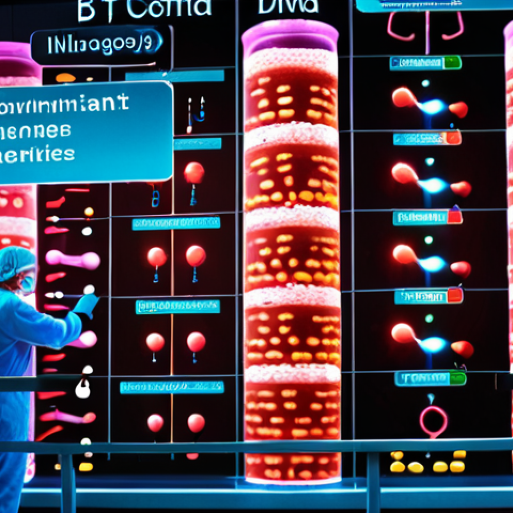 **

"A futuristic laboratory scene with scientists working on recombinant DNA. Glowing strands of DNA are visible, with vials labeled 'Recombinant Insulin' and 'Bt Corn Gene'. The background includes digital displays showing DNA sequences and 3D models of proteins. Focus on the hopeful and innovative aspects of genetic engineering."

**