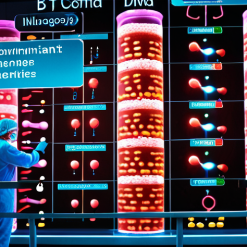 Home 4 **
"A futuristic laboratory scene with scientists working on recombinant DNA. Glowing strands of DNA are visible, with vials labeled 'Recombinant Insulin' and 'Bt Corn Gene'. The background includes digital displays showing DNA sequences and 3D models of proteins. Focus on the hopeful and innovative aspects of genetic engineering."
**