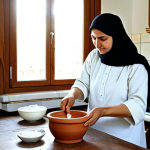 발효 기술 - Homemade Yogurt Preparation**

"A Turkish woman in her kitchen, wearing modest clothing, preparing h...