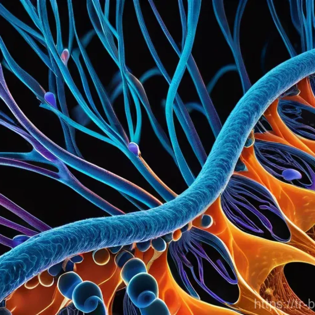 바이오화학 - **Prompt:** A highly detailed and vibrant microscopic illustration showcasing the mysterious, intric...