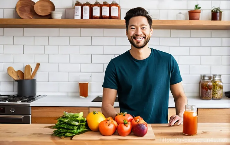 미생물 발효 기술 - **Prompt:** A warm, inviting traditional Turkish kitchen, bathed in soft, natural light filtering th...