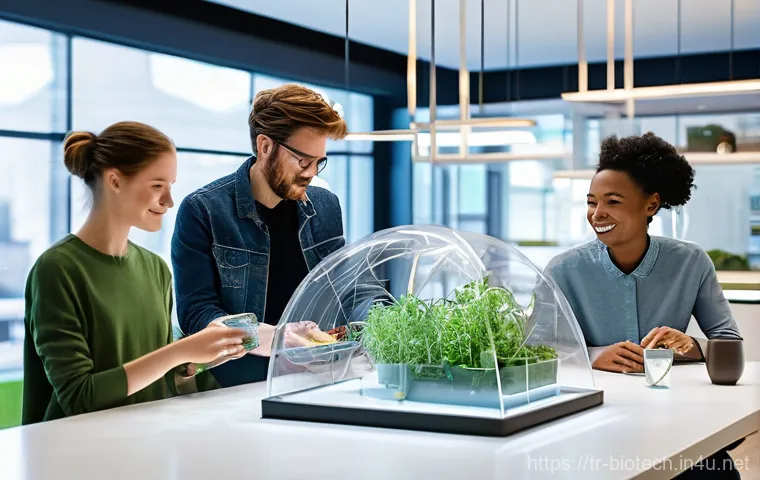 합성생물학 - **Prompt:** An expansive, harmonious landscape where synthetic biology solutions are visibly thrivin...