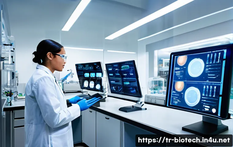 바이오 공정 최적화 - **Prompt:** A dynamic, high-tech biotechnology laboratory featuring advanced automation and artifici...